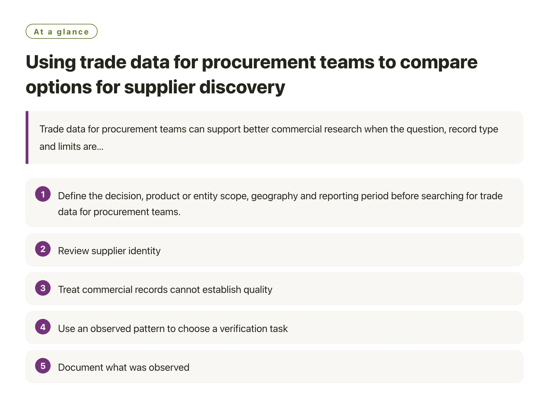 Using trade data for procurement teams to compare options for supplier discovery——全文要点速览
